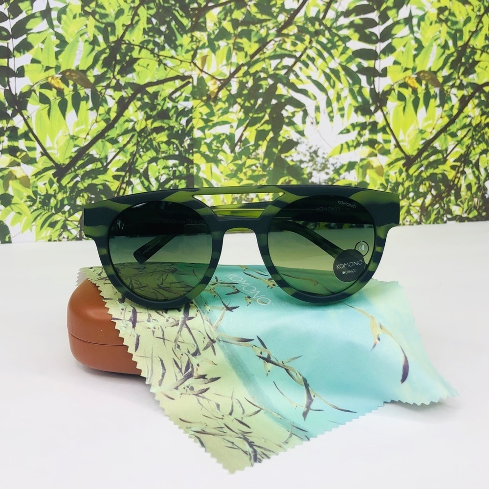 Anthropologie Green Camouflage Round Sunglasses - Picture 4 of 11